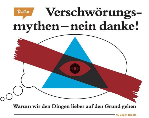Deckblatt des Verschwörungsflyers "Verschwörungsmythen - nein danke!"