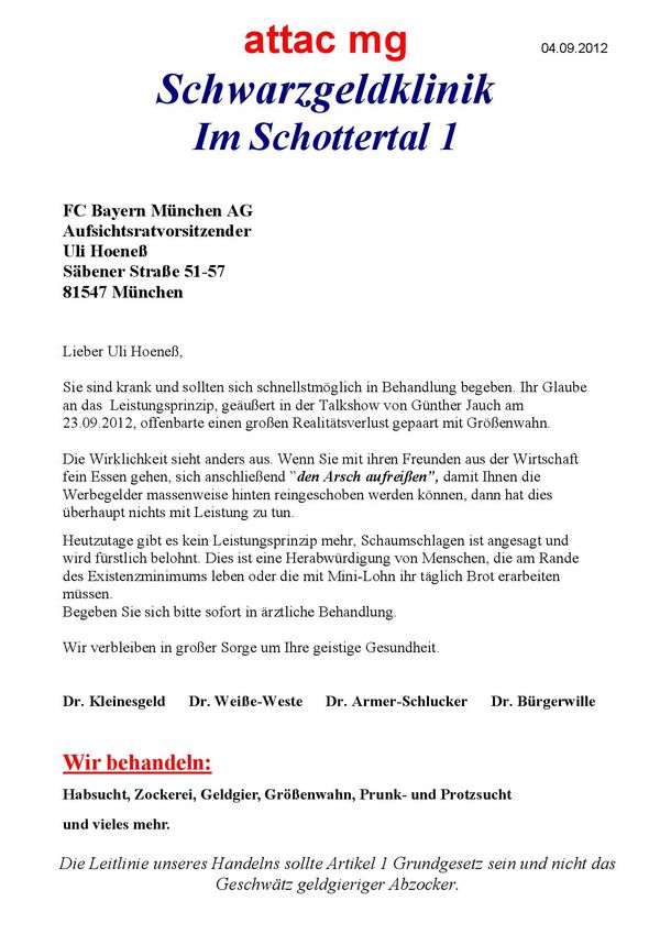 Offener Brief an Uli Hoeneß