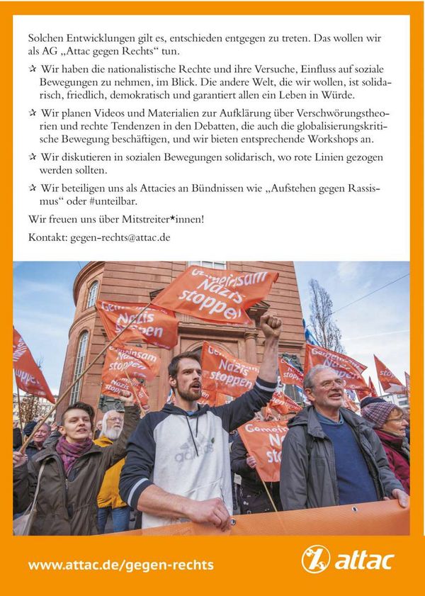 Flyer: Präsentation der Attac-AG gegen Rechts - Rückseite