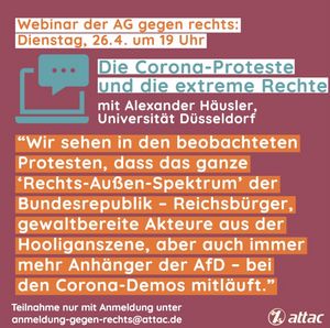 Alexander Häusler: "Wir sehen in den beobachteten Protesten, dass das ganze ,Rechts-Außen-Spektrum' der Bundesrepublik - Reichsbürger, gewaltbereite Akteure aus der Hooligan-Szene, aber auch immer mehr Anhänger der AfD - bei den Corona-Demos mitläuft."