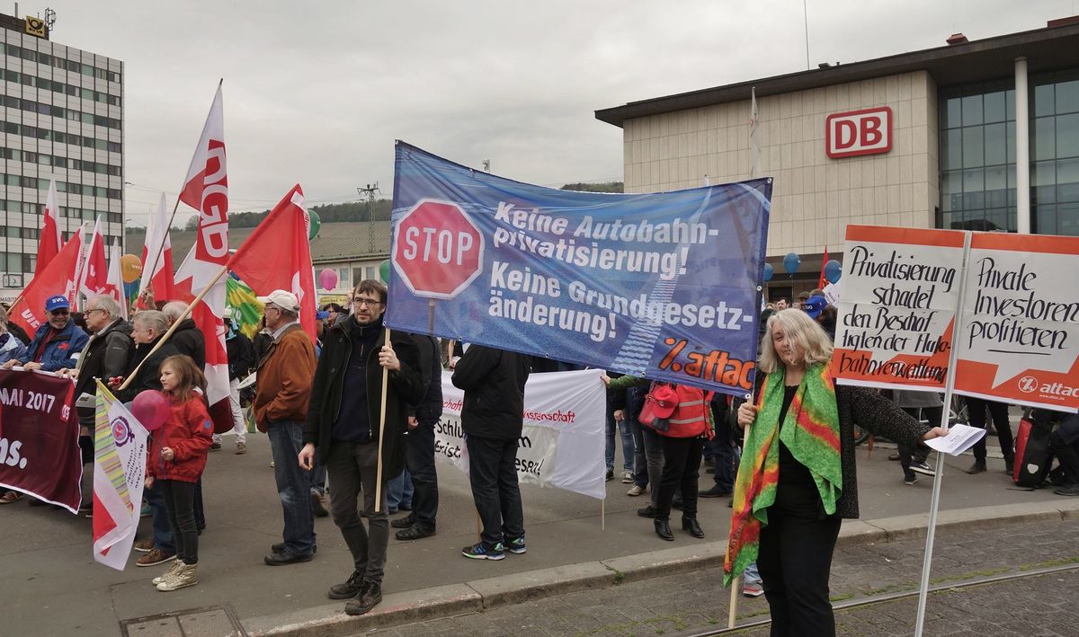 Keine Autobahnprivatisierung Attac Würzburg 1.Mai 2017